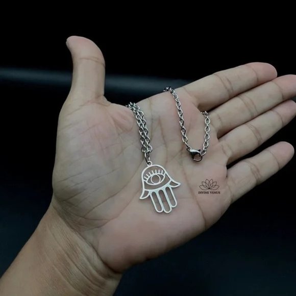 Hamsa Necklace | Stainless Steel Jewelry - Picture 2 of 3